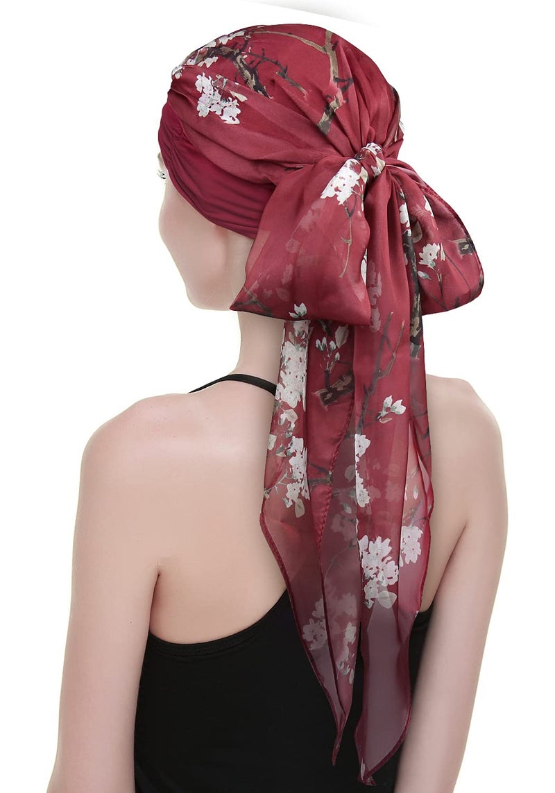 FocusCare Women's Cancer Headwear Scarf with Cap Compliments Head Wraps Chemo Turbans - Image 3